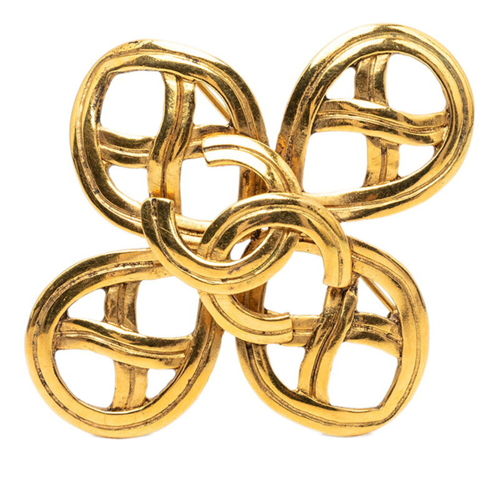 CHANEL Authentic Vintage Gold Logo Brooch